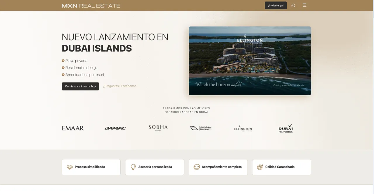 Sitio web de MXN Real Estate: nuevo lanzamiento en Dubai Islands